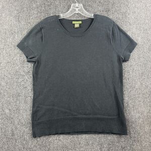 Eddie Bauer Top Women's Large Black Short Sleeve Knit Sweater Pullover